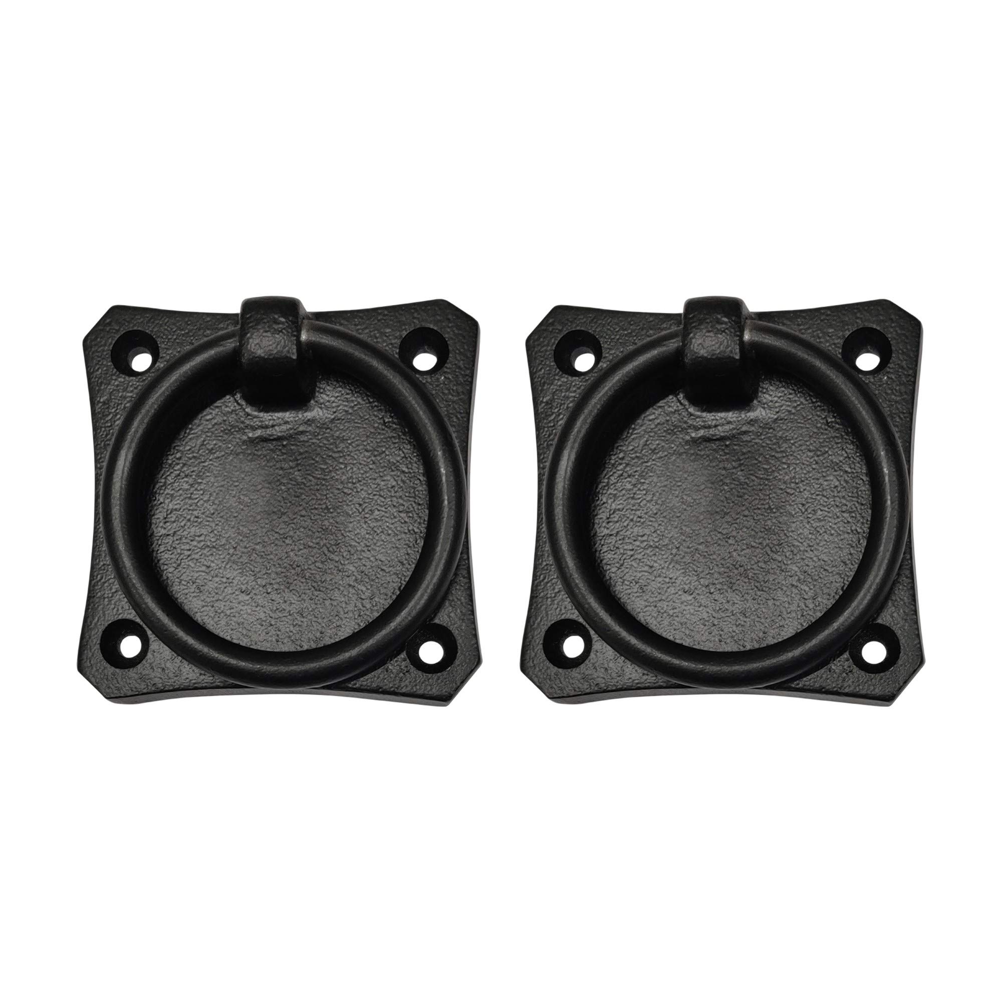 Akatva Vitim Premium Cabinet Pulls - Black Powder Coated Kitchen Cabinet Handles 2 Pack -Antique Cabinet Hardware for Drawer - Farmhouse Cupboard Pull Set for Cabinets -Heavy Duty Cast Iron Handle Kit