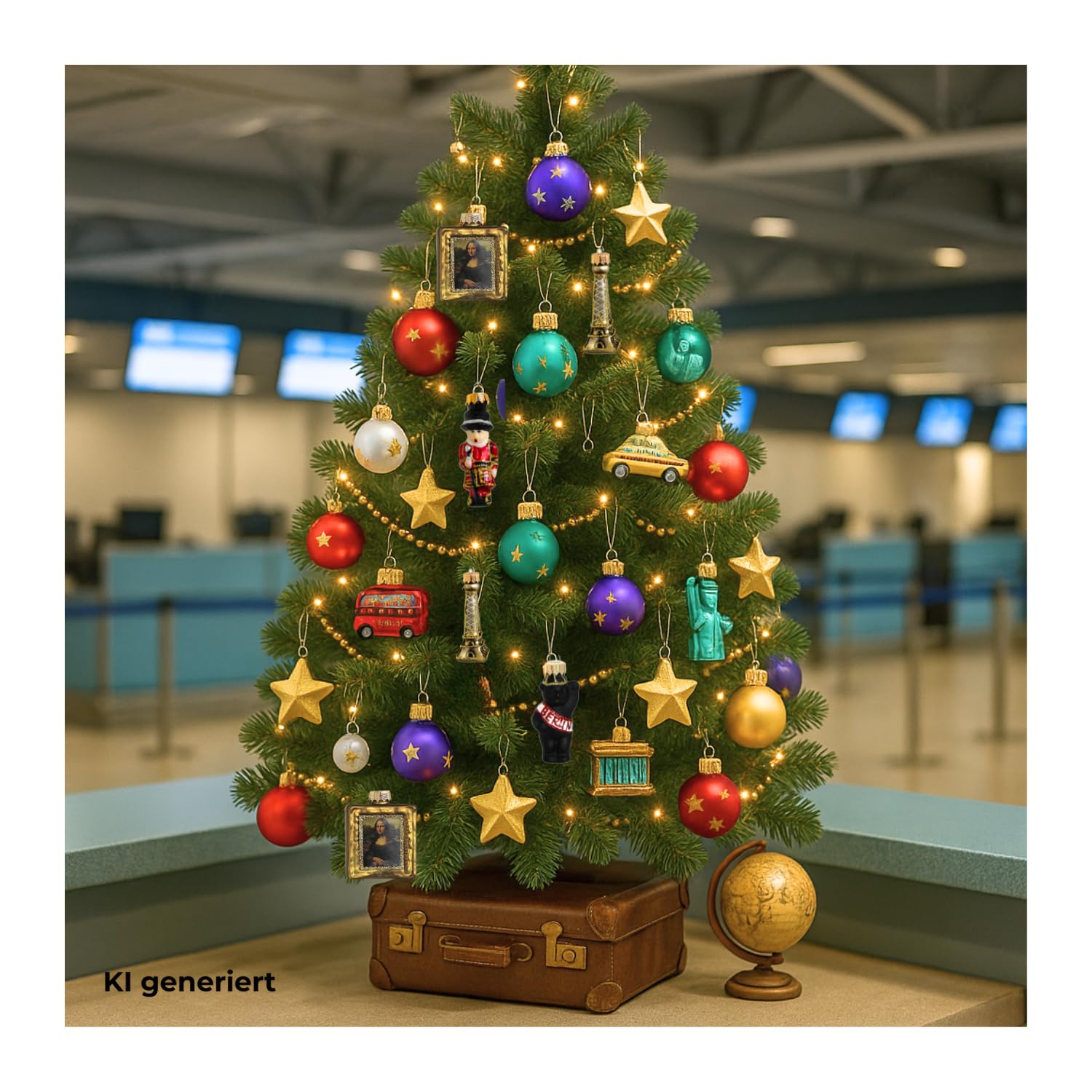 Dekohelden24 Lauschaer Christbaumschmuck - 24er Set Christbaumkugeln Lauscha, Glaskugeln, Glasornamente Weltreise - Baumschmuck zum Adventskalender befüllen, aus Lauscha, Größe: 3 cm je Ornament.