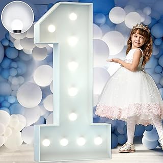4FT Marquee Light Up Numbers, Marquee Numbers 1, Cool White Light Up Numbers for Party, Big Numbers for 1st 16st 21st Birthday Party Decorations,Large Cardboard, Anniversary Decor