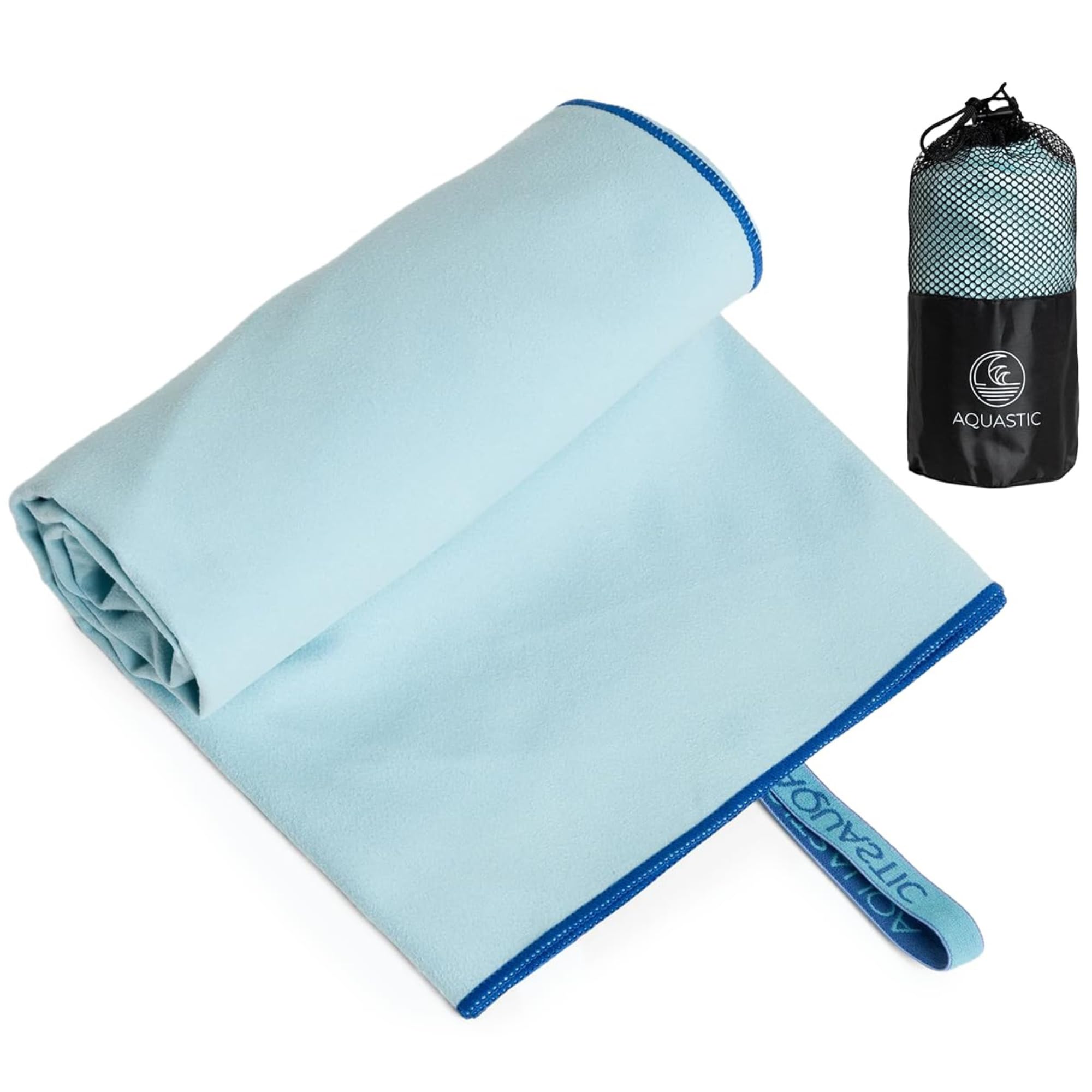 AQUASTIC Ręcznik Havlu Rozmiar L Szybkoschnący Ręcznik Turystyczny Dla Aktywnych 80 x 130 cm Lekki i Kompaktowy Wykonany z 88% Poliestru i 12% Poliamidu Idealny na Basen Plażę Siłownię Kolor Niebieski
