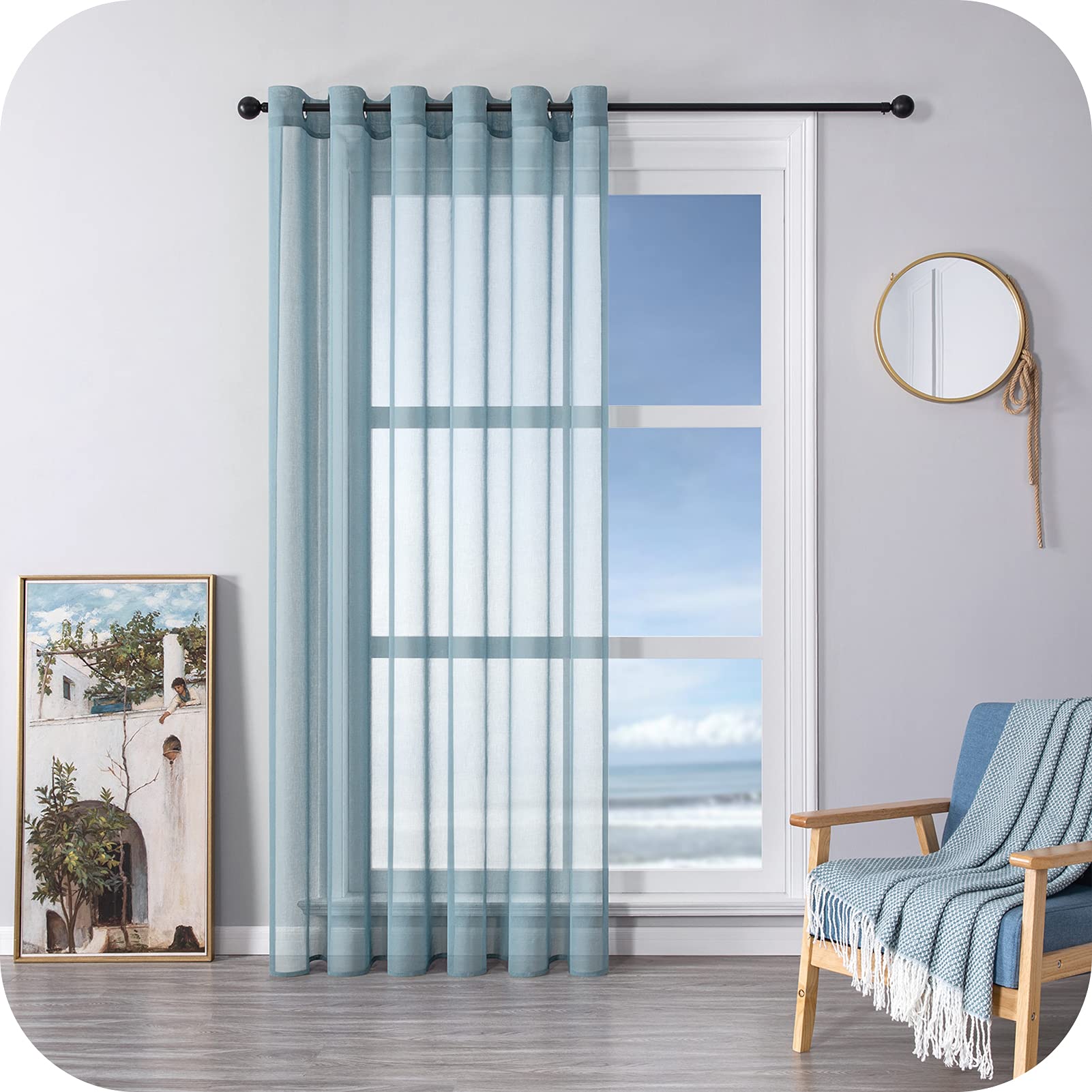 MRTREES Cortina para Ventana Dormitorio Translúcidas Visillos Paneles para Ventanas Sala para Niños Sala Comedor 2 Piezas 140×245cm Blanco — view 52