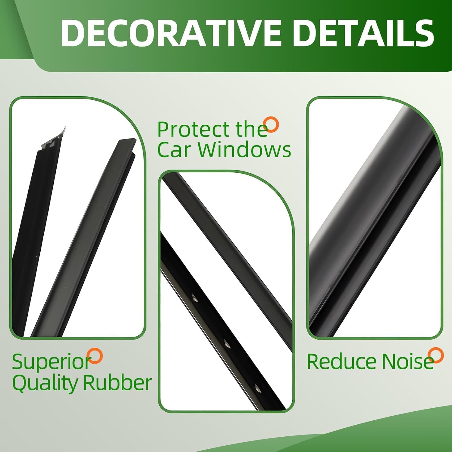 Window Trim Molding Compatible with Ranger 1999-2011 Front Outer Door Weatherstrip Rubber Seal Belt 6L5Z-1021453-AA 6L5Z-1021452-AA