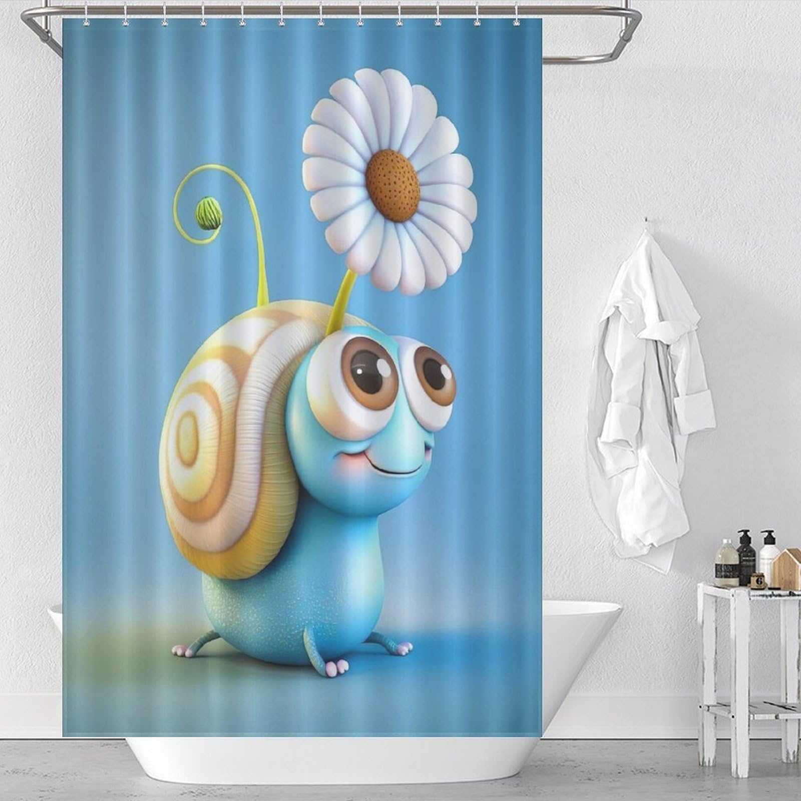 Rideau de douche escargots tissu polyester imperméable salle de bain lavable 48x72 pouce