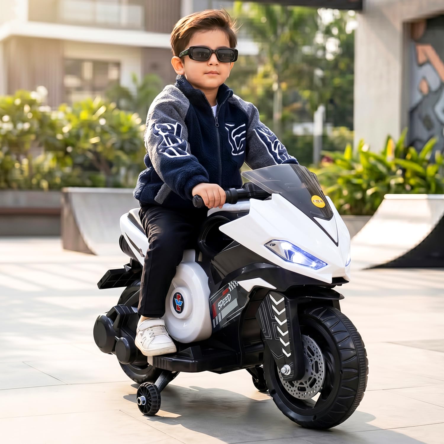 Toyzone Speed Electric Bike (White) | 6V Rechargeable Bike for Kids with 4.5Ah Battery | LED Lights, Music, MP3/USB/BT | Smooth Acceleration | 6M Battery Warranty | Age 2-8 Years, Up to 35kg-image-40