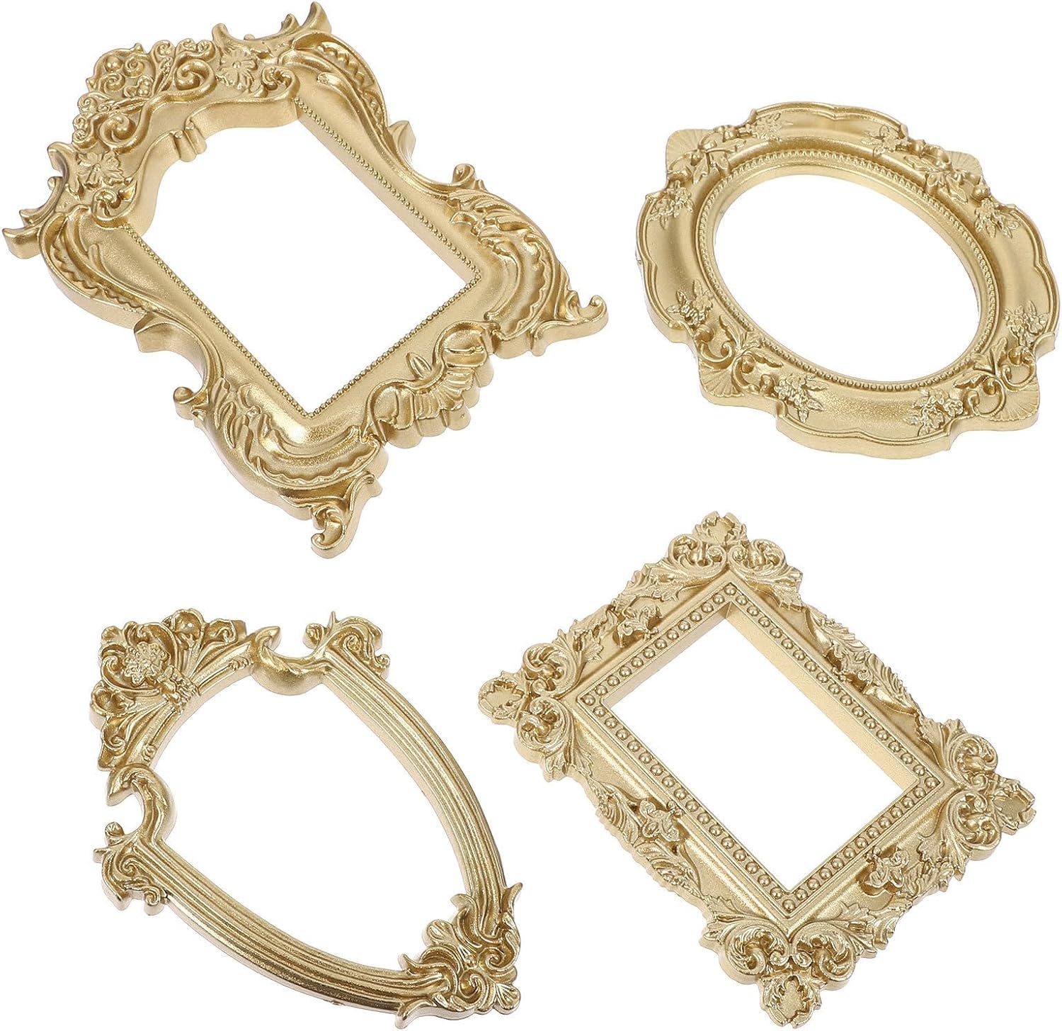 Mini Antique Picture Frames 4pcs Resin Golden DIY Display Holder