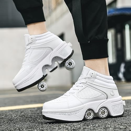 Miniatura 2 de Zapatos de patinaje para mujer, cuatro rondas, zapatos de patines de ruedas para niños que se convierten en patines de ruedas, zapatos ligeros al