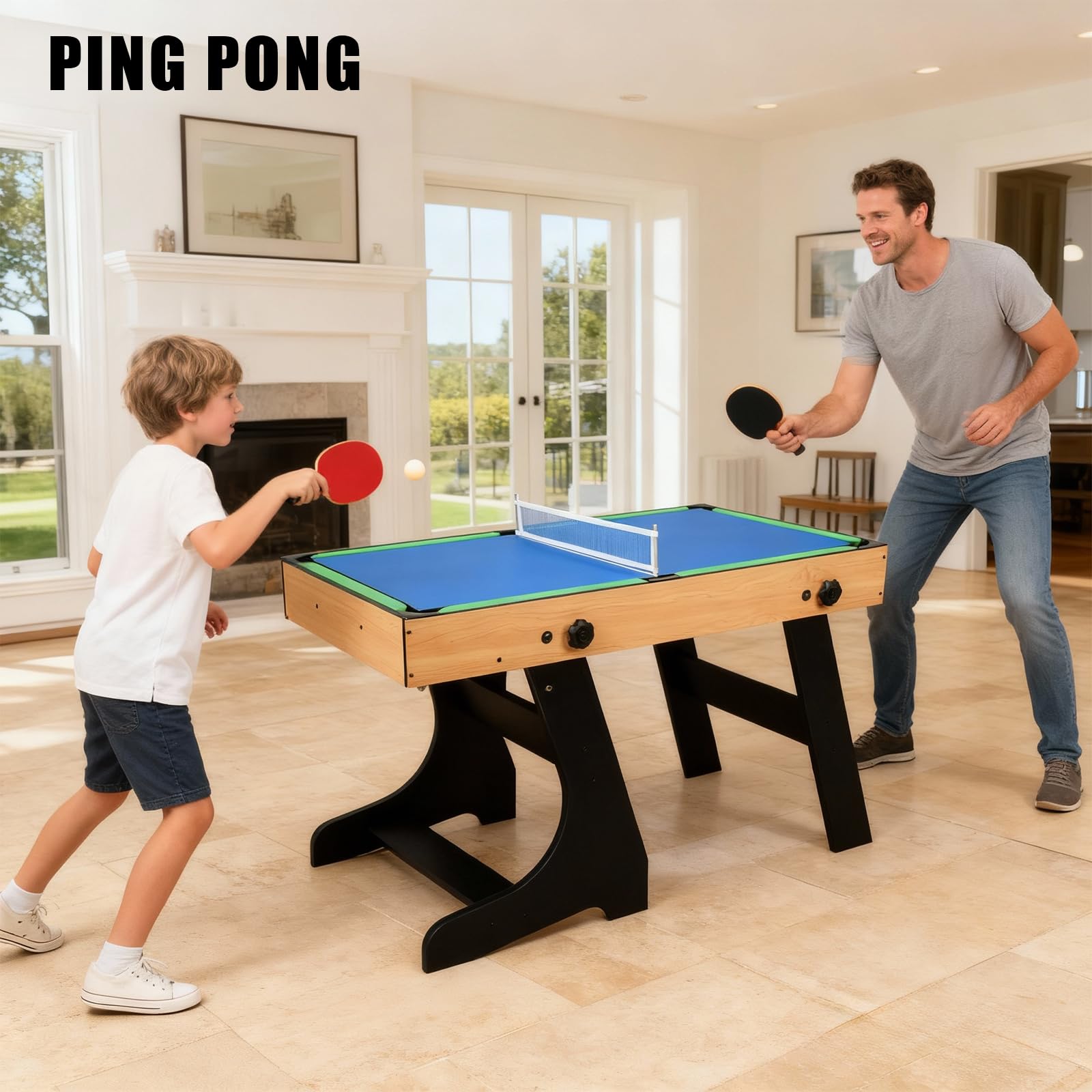 Tavolo Multigioco 10 In 1, Calcio Balilla 4FT Pieghevole, Biliardino Multigioco Tavolo da Biliardo, Biliardino, Biliardo, Ping pong, Tavolo daHockey, Shuffleboard, bowling per Bambini.