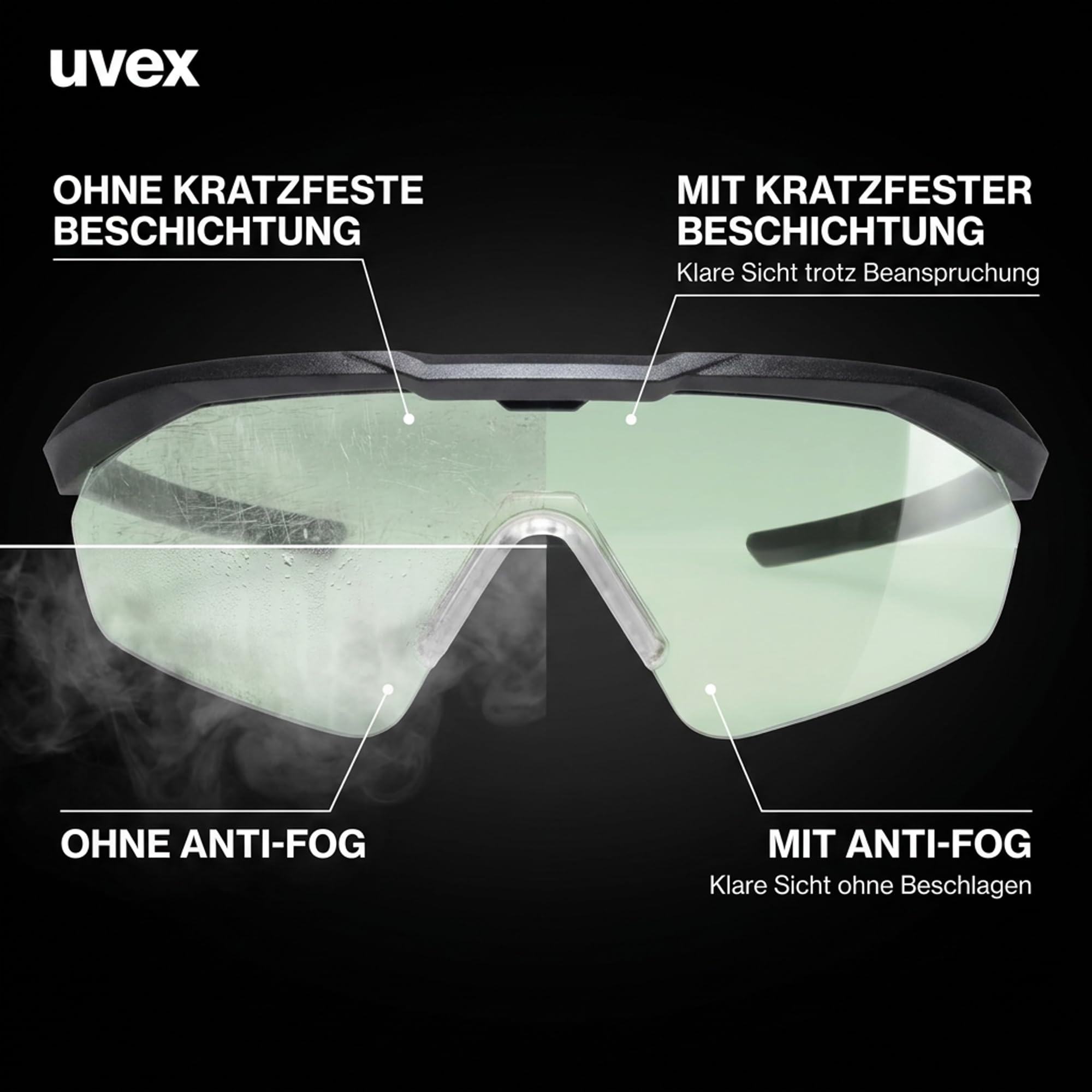 Uvex apache spec variomatic STANAG 2920/4296 Lunettes de protection de qualité supérieure avec étui - Lunettes à armatures spécialement conçues pour les autorités et les applications tactiques