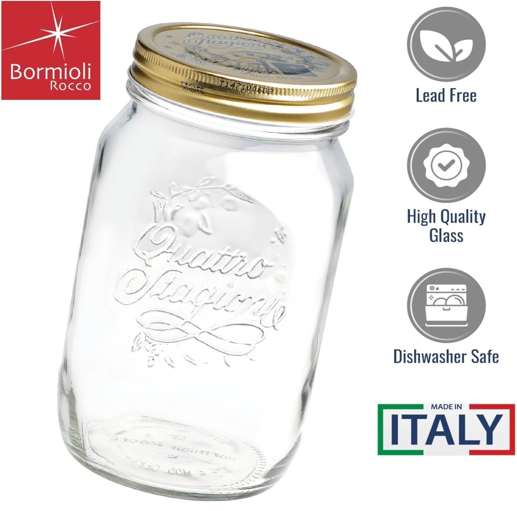 Bormioli Rocco Quattro Stagioni Słoik do Przechowywania, Biały, 1 l