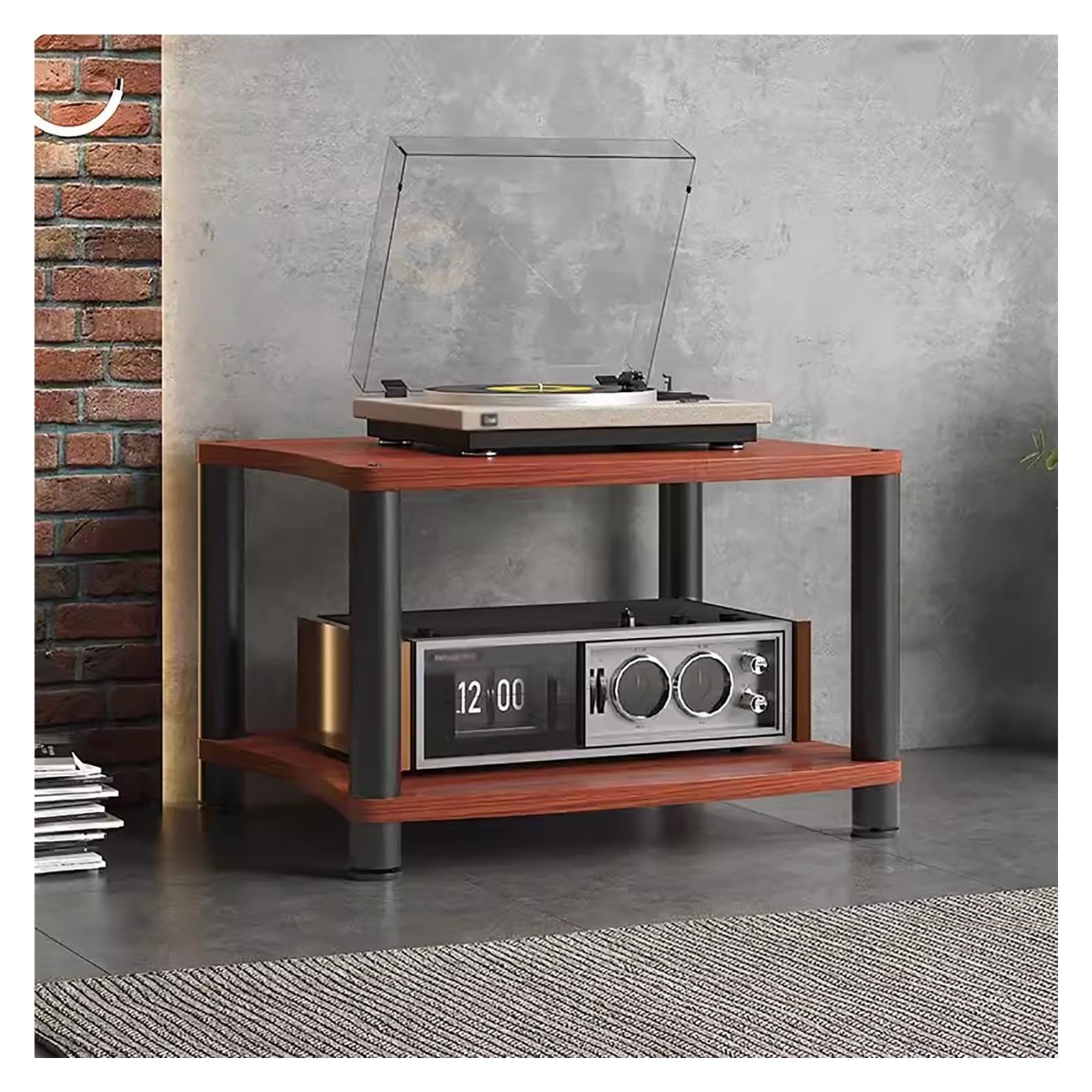 Support audio en bois et métal idéal pour un salon ou une chambre