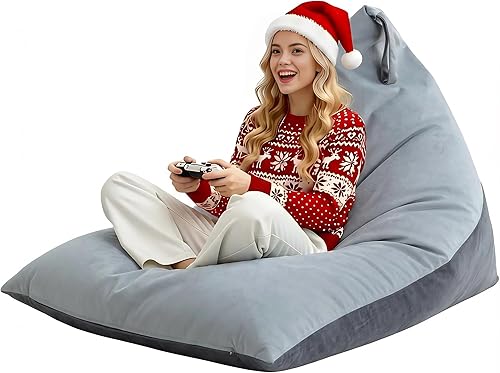 Miniatura 16 de Nobildonna Funda para puf de 4 pies (sin relleno) para adultos, funda de terciopelo extra grande de alta calidad de 400 litros, puf lavable sin