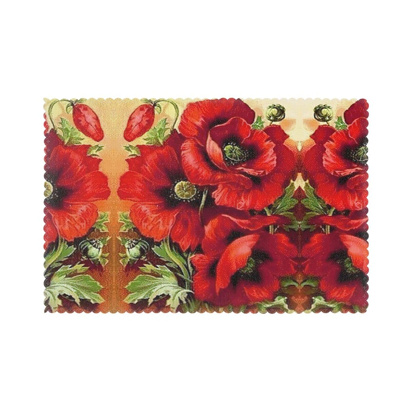 Sets de table coquelicot thermorésistants et lavables pour repas