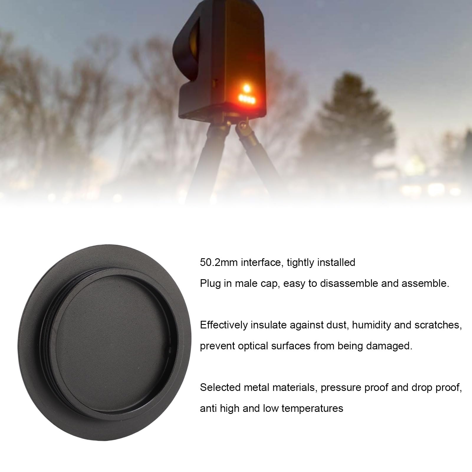 Denash Tapa de la Lente de Metal para el Telescopio Astronómico Inteligente Seestar S50, Cubierta Protectora de la Tapa de la Prueba del Polvo Magnético, 50.2 Mm, Compatible con la