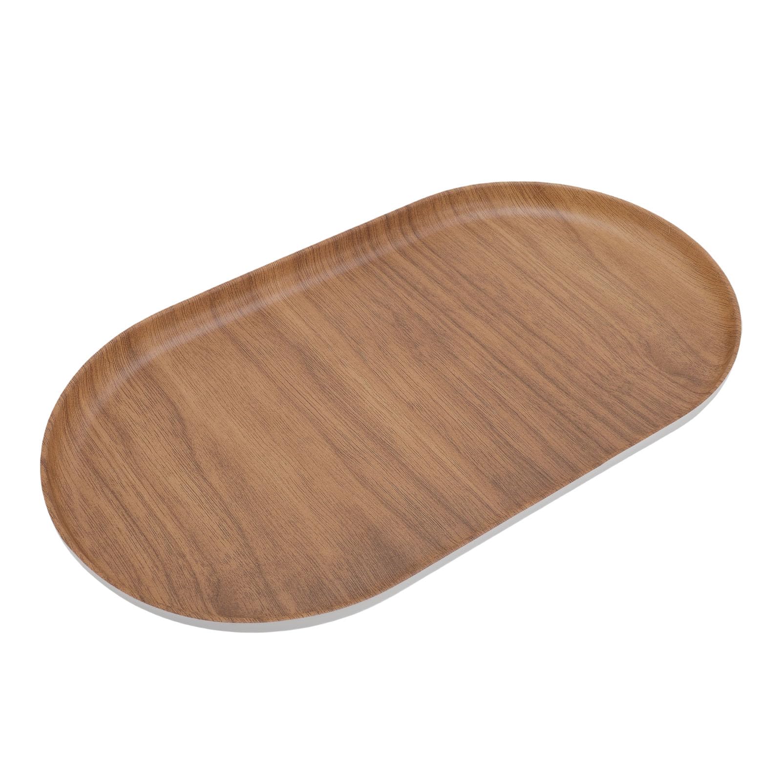 Vassoio da portata in melamina con venature del legno, antiscivolo, lucido, ideale per colazione, tè, caffè, feste, facile da pulire, perfetto accessorio decorativo per la casa