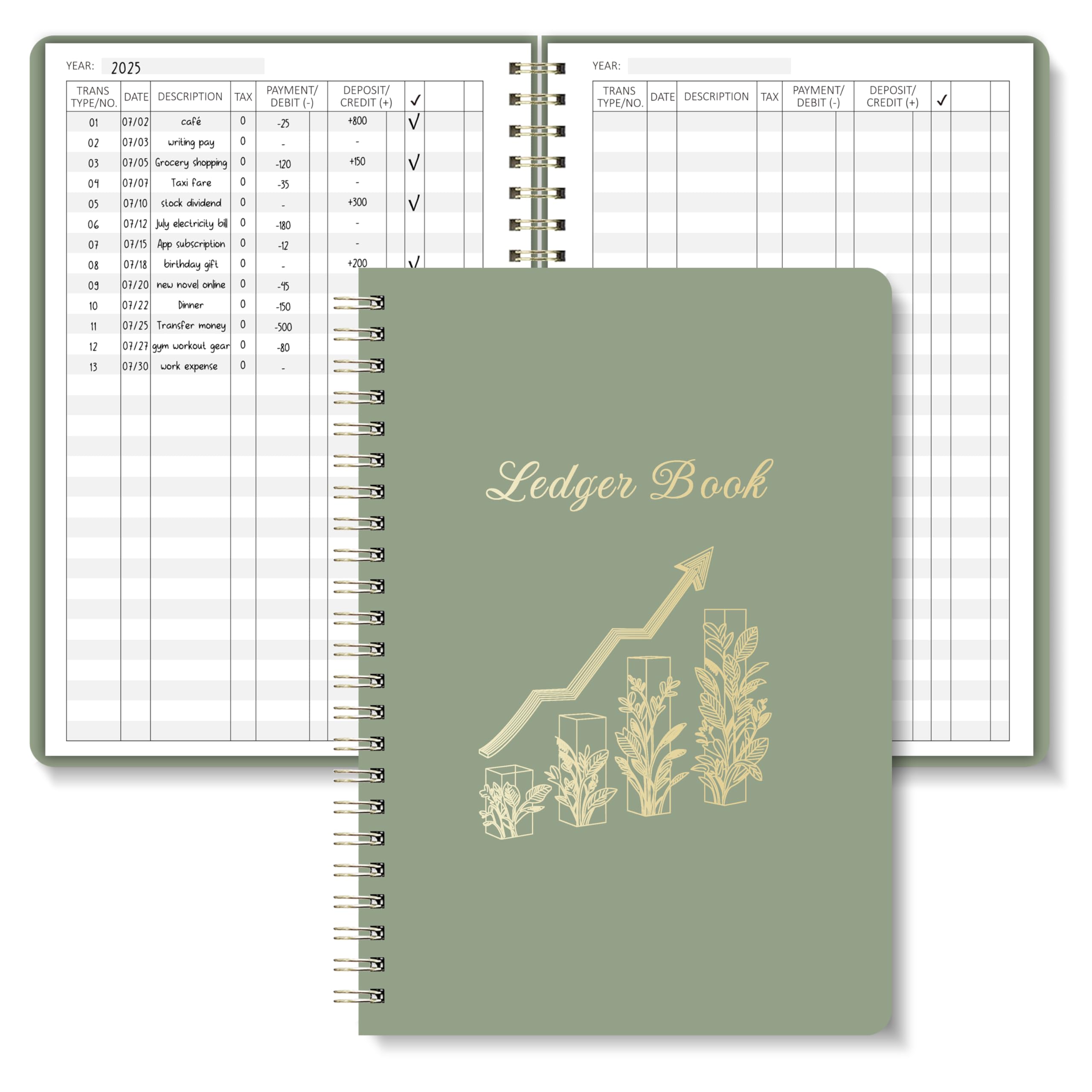 BIROYAL A5 Accounts Book, 120 Pages Ledger Book, Income and Expenses Log