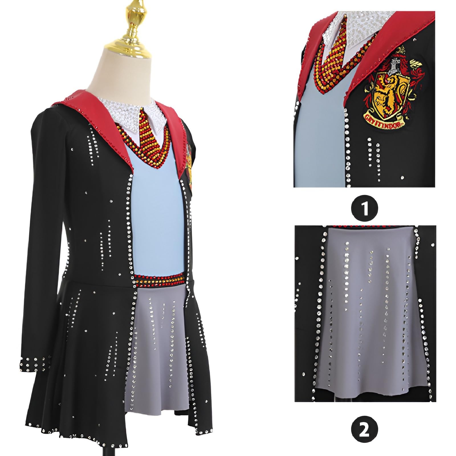 Dziewczyna Łyżwiarstwo Figurowe Sukienka Na Zawody Kobiety Zamek Błyskawiczny Z Tyłu Długie Rękawy Ręcznie Robione Ubrania Do Jazdy Na Łyżwach Dżetów