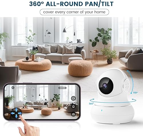 Miniatura 4 de litokam 360 cámaras para seguridad del hogar 2K, paquete de 2 cámaras de seguridad para interiores para bebémascotaniñera con visión nocturna,