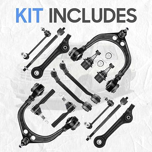Miniatura 4 de RWD Brazos de control delanteros superiores e inferiores con rótulas, barras estabilizadoras, kit de suspensión para Chrysler 300 Dodge Challenger
