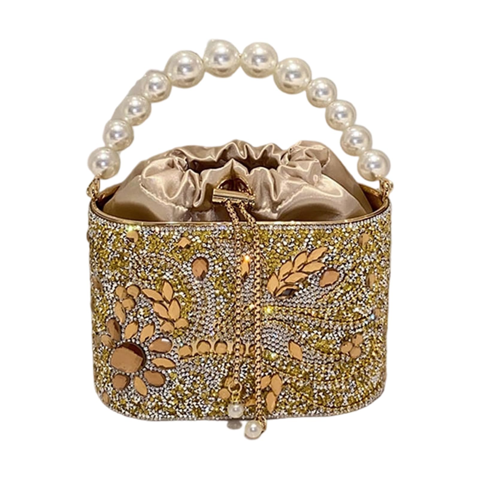 Pitadue Women Evening Bag Chain Strap Shoulder Crossbody Bag Elegant Banquet Glittering Rhinestones Handbag For Party Women Elegant Evening Handbag Rhinestones Messenger Chain Crossbody
