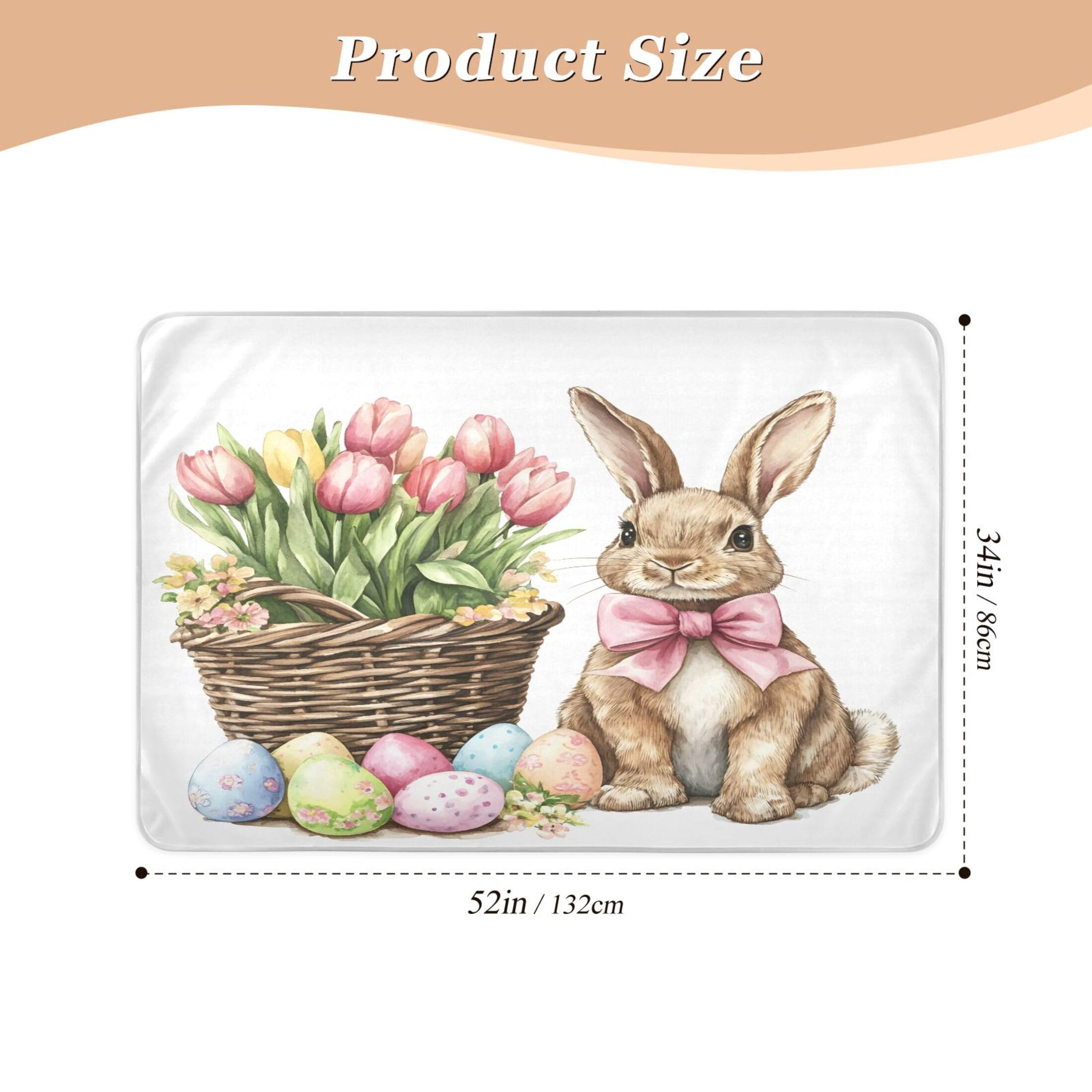 Takiito Bunny Tulips Eggs Bed Pad Reusable Bed Underpad Washable Waterproof Leak-Proof Quick Dry Incontinence Pee Pad for Toddlers Kids Adults Pets 34x52 in