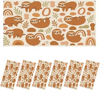 6 Pcs Fluorescent Light Covers for Ceiling Lights Cute Sloth Rainbows Leaves Warm Earth Tone Decorative Magnets Light Filters for Office Home Classroom Must Haves 4’ x 2’