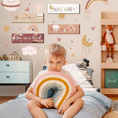 Miniatura 7 de Decoración de pared inspiradora de arco iris bohemio, letrero colgante de arte inspirador con texto en inglés "You Are So Loved", decoración de