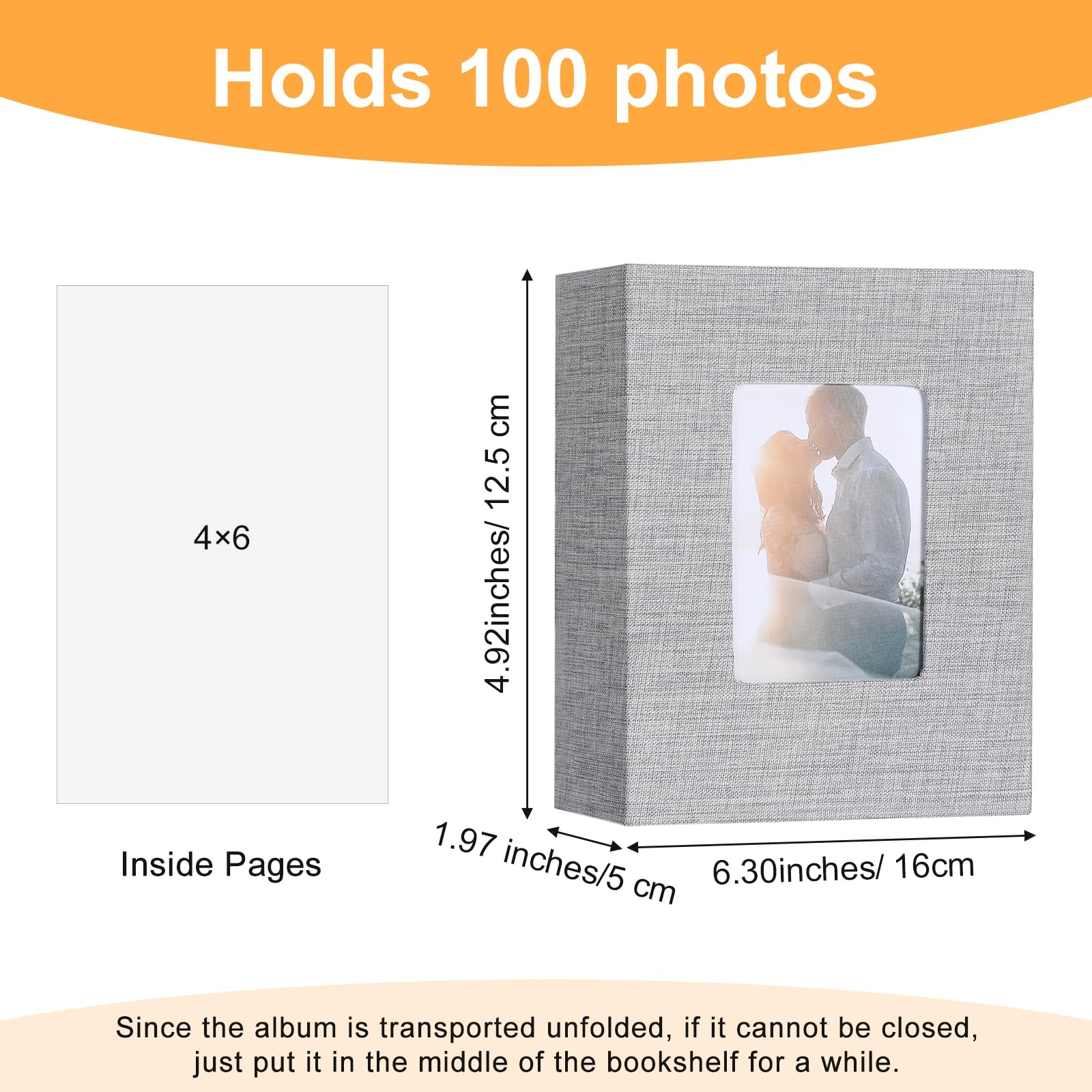 Álbum de fotos pequeño de 4 x 6 pulgadas, 100 páginas con capacidad para 200 fotos, capacidad extragrande, álbumes de fotos de 4 x 6 pulgadas, páginas sin ácidos, para fotos, aniversarios familiares