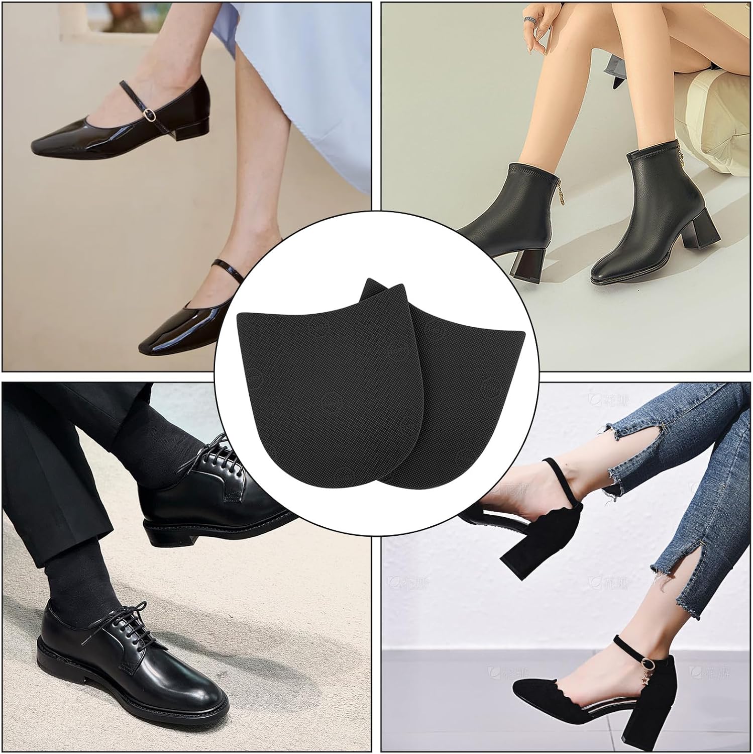 2 Pairs Cuttable Rubber Heel Replacement Kit Anti - Slip,0.35mm Thick Shoe Repair Pads for Women & Men Boots, Universal Boot Heel Repair Solution