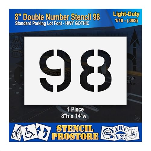 Plantillas para pavimento, juego de plantillas de números dobles de 8 pulgadas, (00-99) (100 piezas)  8 pulgadas x 14 pulgadas
