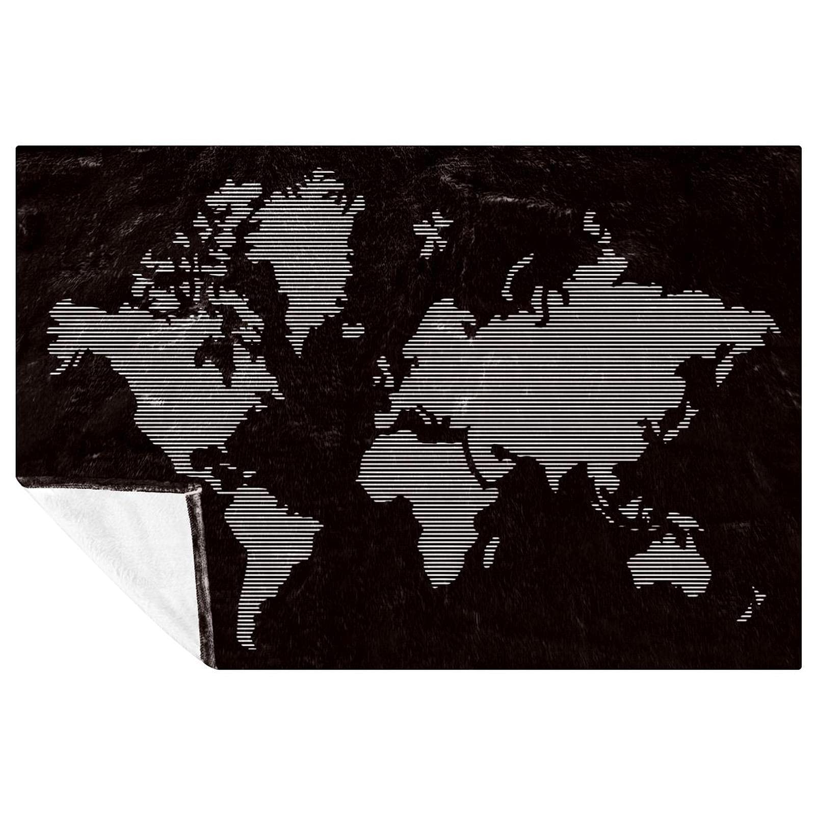 Couverture carte du monde de qualité supérieure plaid noir chaud