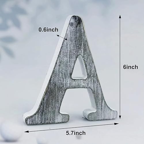 Miniatura 9 de Letras de madera rústica sin terminar de 6 pulgadas para decoración de pared, letras decorativas de pie en rodajas, decoración de tablero para