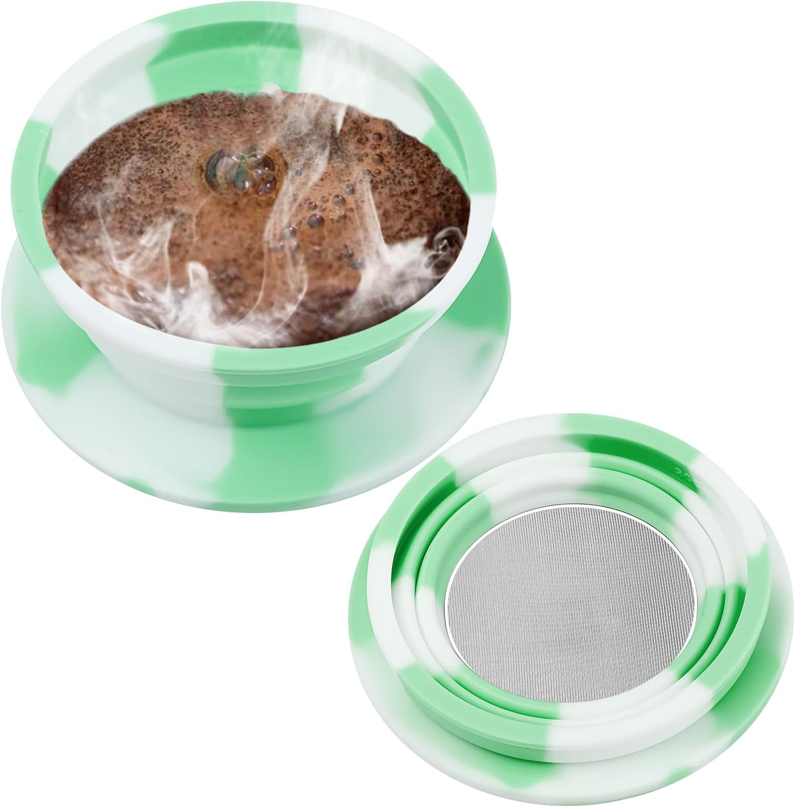 Paperless Travel Camping Pour Over Coffee Maker with Stainless Steel Filter, Collapsible Travel Pour Over Coffee Dripper Kit, Silicone Backpacking Coffee Maker Single Serve Pour Over