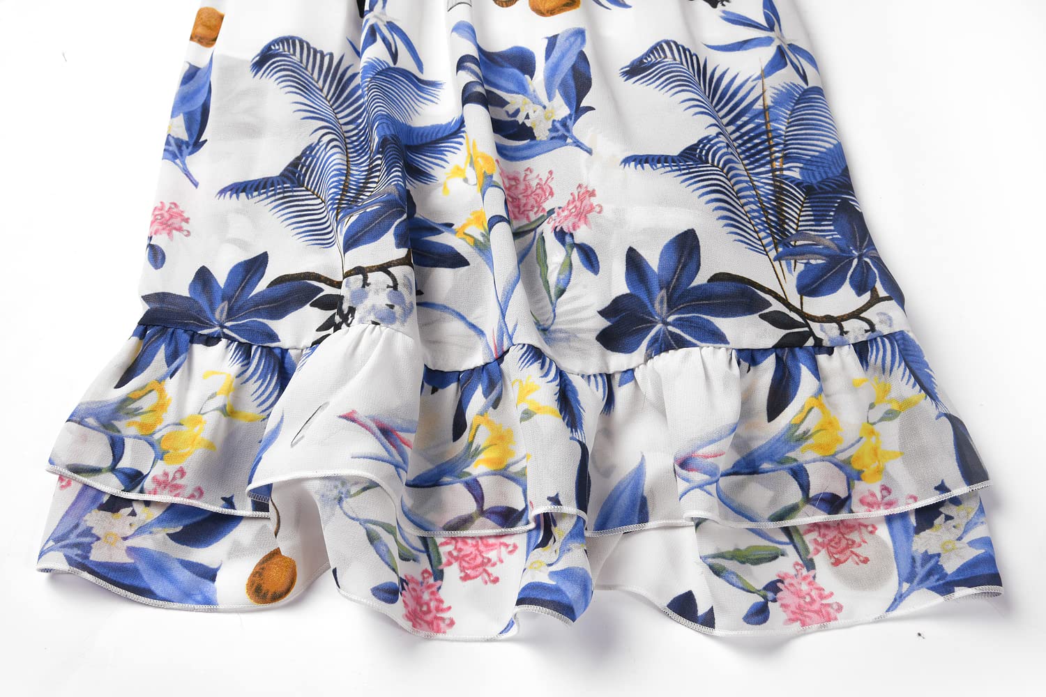 BONNY BILLY Vestito Bambina Ragazza Estivo Casual Hawaiano Spiaggia Lungo Chiffon Floreale Senza Maniche