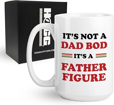 Hogg Its Not a Dad Bod Its a Father Figure Mug, 15 oz Ceramic Papa Coffee Cup, Funny Mugs For Dad, Fathers Day Coffee Cup, Fathers Day Gag Gifts, Funny Gifts For Papa