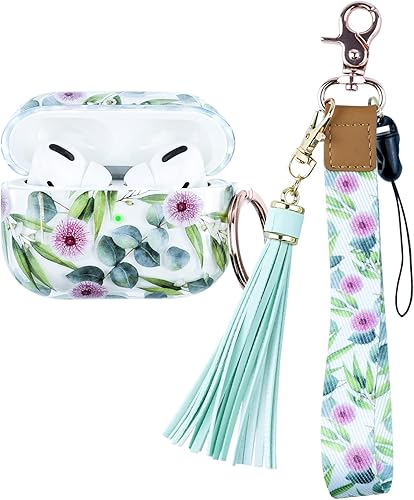 Funda para AirPod Pro con llavero de pulsera, funda rígida para AirPods Pro, bonita funda protectora con cordón para llaves para Airpods Pro 2019,