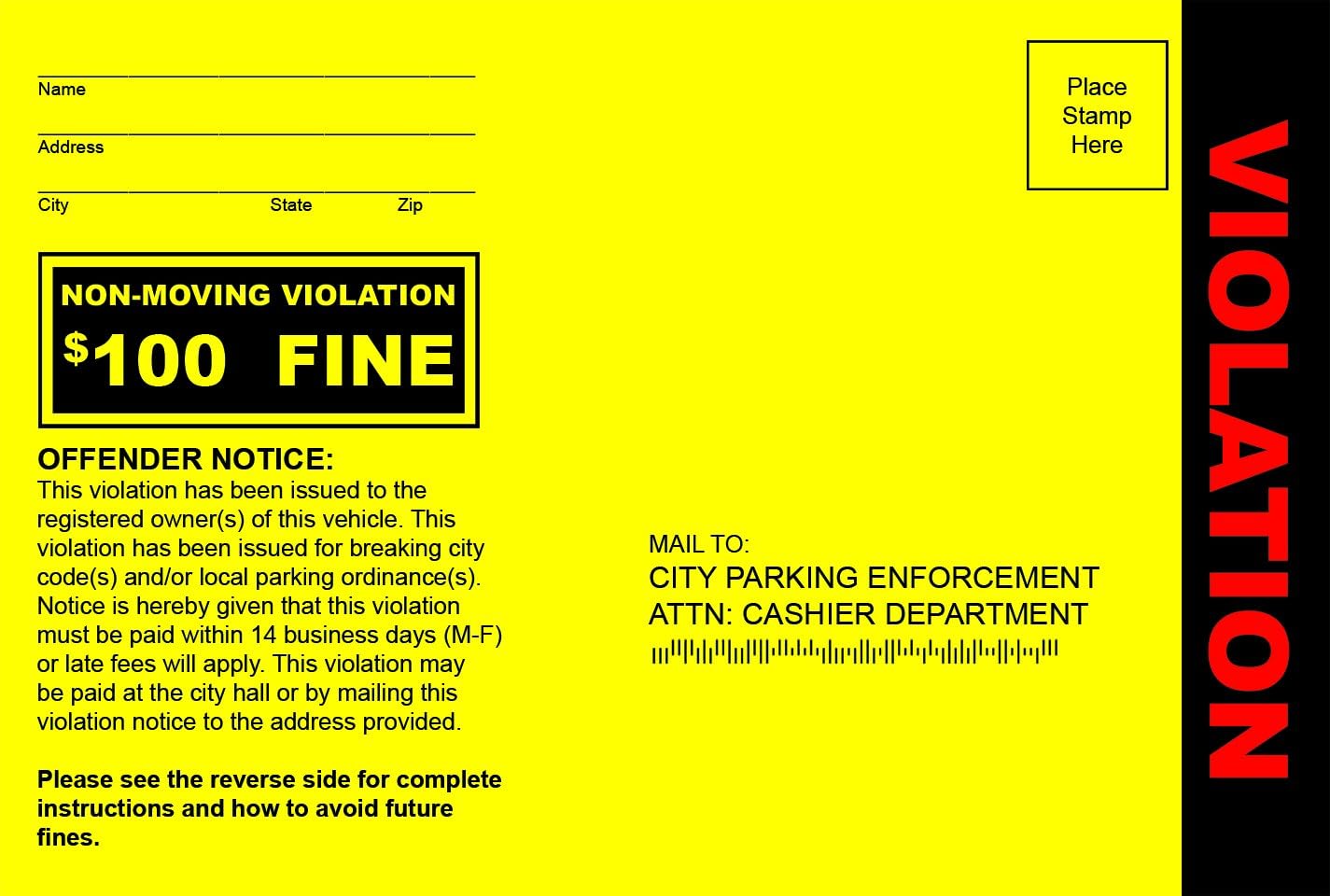 Patriot Web Design Fake Parking Tickets - Pack of 10