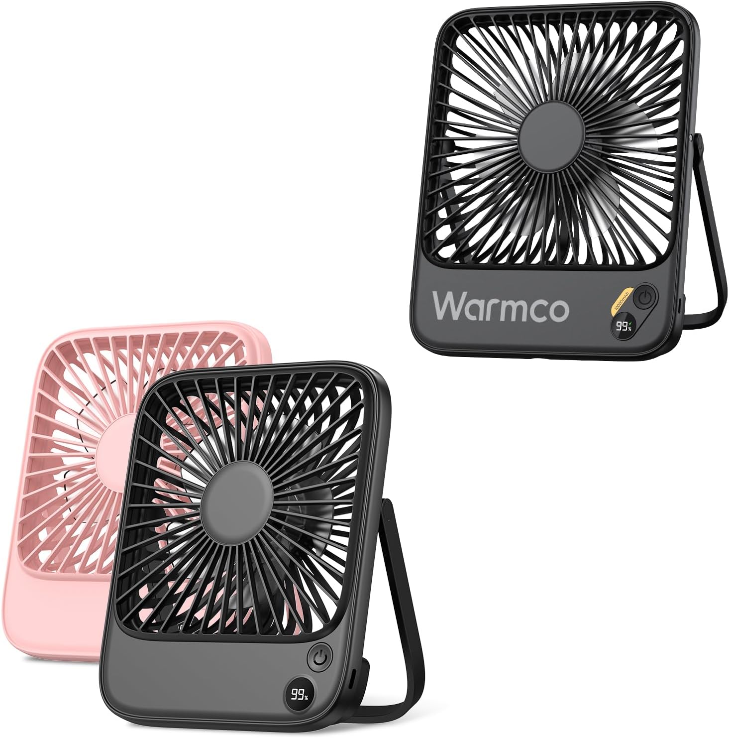 TOPK 2Pack Desk Fan Rechargeable K65 & Warmco 7-inch Battery Powered Fan 10000mAh D3