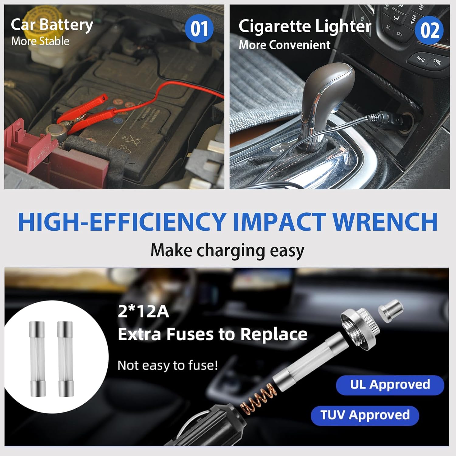 Electric Car Jack kit 5 Ton 12V Electric Floor Jack Lift for Vehicle, Electric Hydraulic Jack Auto Repair Tool Set with Built-in Inflator and Impact Wrench for SUV Sedan Truck Tire Change Blue