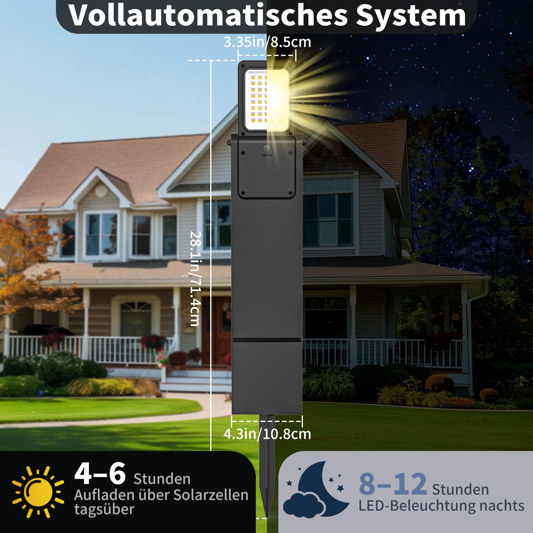 Solar Wegeleuchten für AußEn, Wegeleuchten AußEn Solar 300LM/100LM, Solarlampen füR AußEn Garten Stehend 2500K-3500K, Warmweiß, Ip65, für Weg Terrasse Rasen (6 Stück)