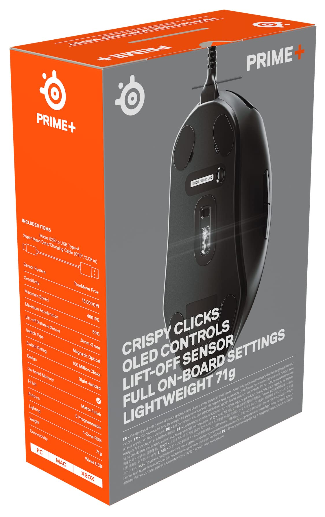SteelSeries Prime+ - USB Souris de jeu Esports Performance - Capteur optique TrueMove Pro de 18 000 CPI - Interrupteurs optiques magnétiques, Noir
