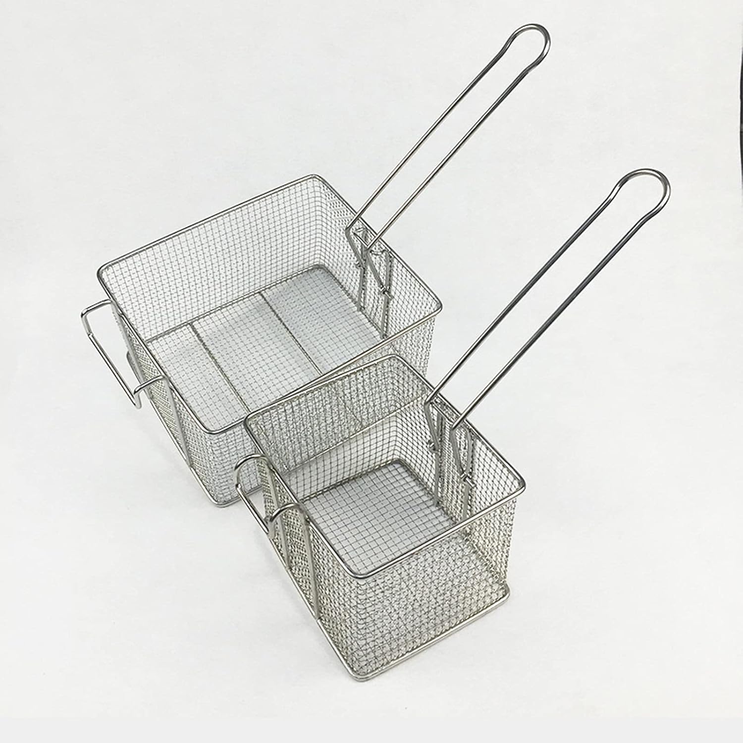 Cestas for freír, cestas for freír for servir patatas fritas, cesta comercial de acero inoxidable for freír, cesta rectangular for patatas fritas, cesta de malla con filtro lineal for patatas fritas,