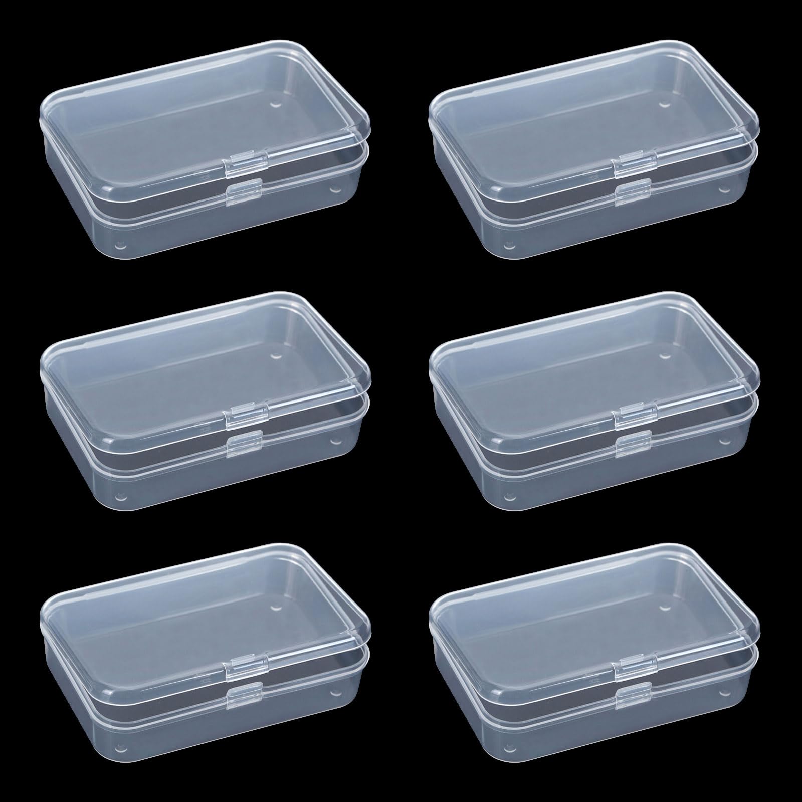 QHLWTT 6Pcs Useful Small Plastic Boxes Lightweight Clear Plastic Storage Box Jewelry Finding Transparent Portable Tackle Box for Pills Beads
