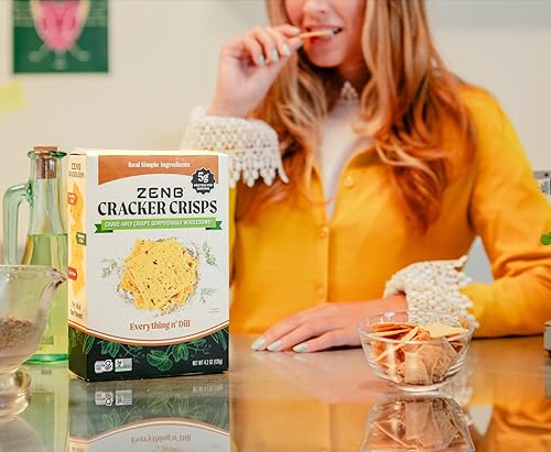 Miniatura 2 de ZENB Cracker Crisps - Galletas sin gluten hechas de 100% guisantes amarillos, sin OMG, 0.18 oz de proteína y 0.11 oz de fibra en cada porción de