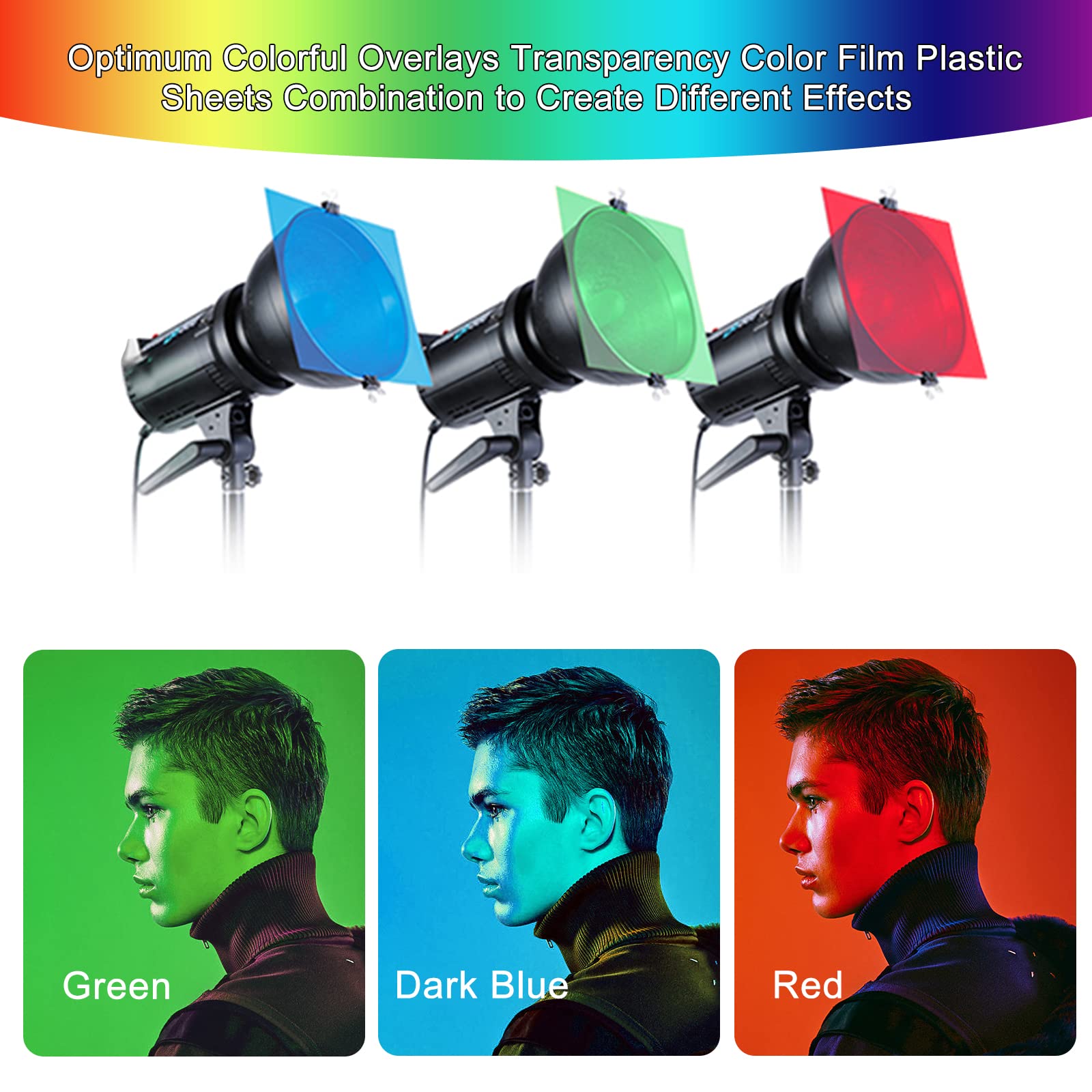 48 Pièces Filtres Correction Couleur Gel Plastique A4 - 10 Couleurs Pour Photo, Vidéo, LED Et Décoration