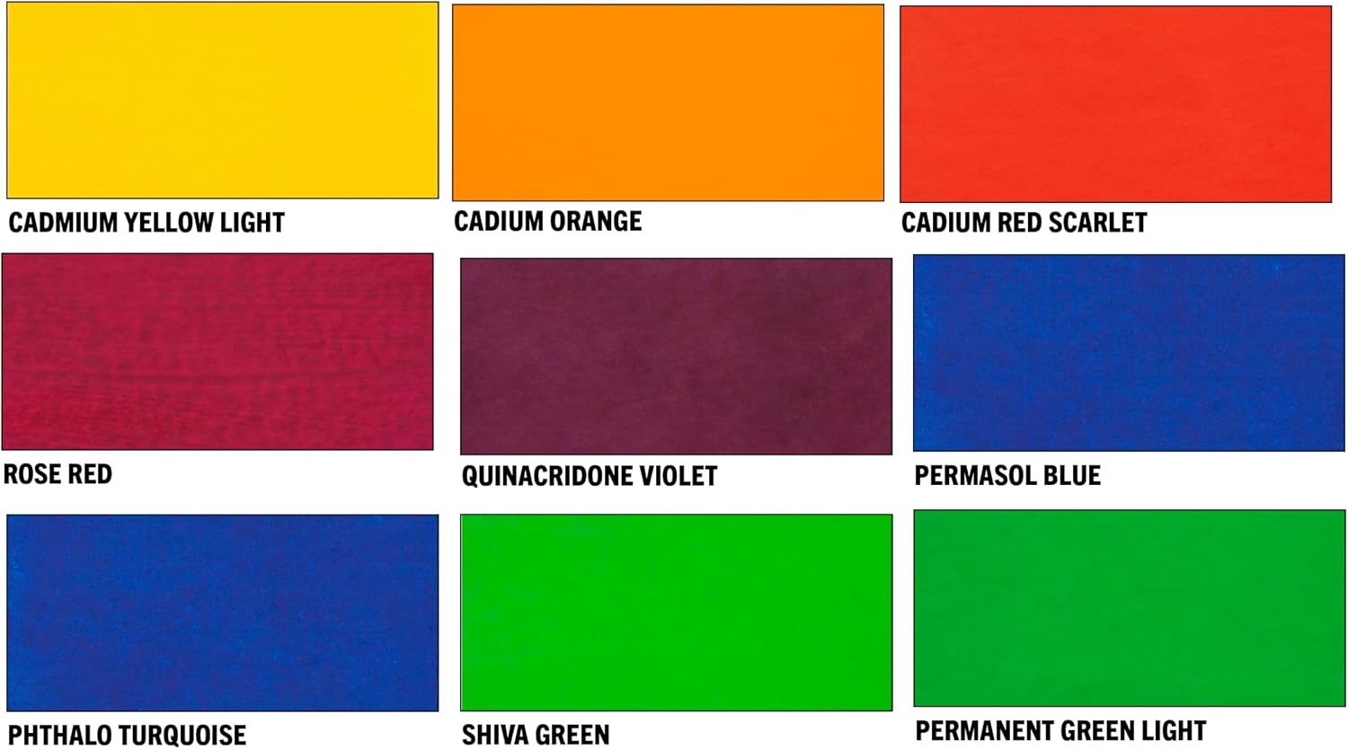 Jack Richeson & Co, Shiva Series Casein Paint Set – Portrait Set / 9 Colors, High Chroma
