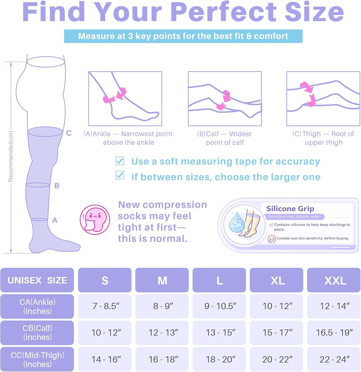 20-30 mmHg Thigh High Compression Stockings for Women, Open Toe with Stay-Up Dot-Top - Relief for Varicose Veins, DVT, Swelling, Pregnancy & Travel, Black, Large - Image 2