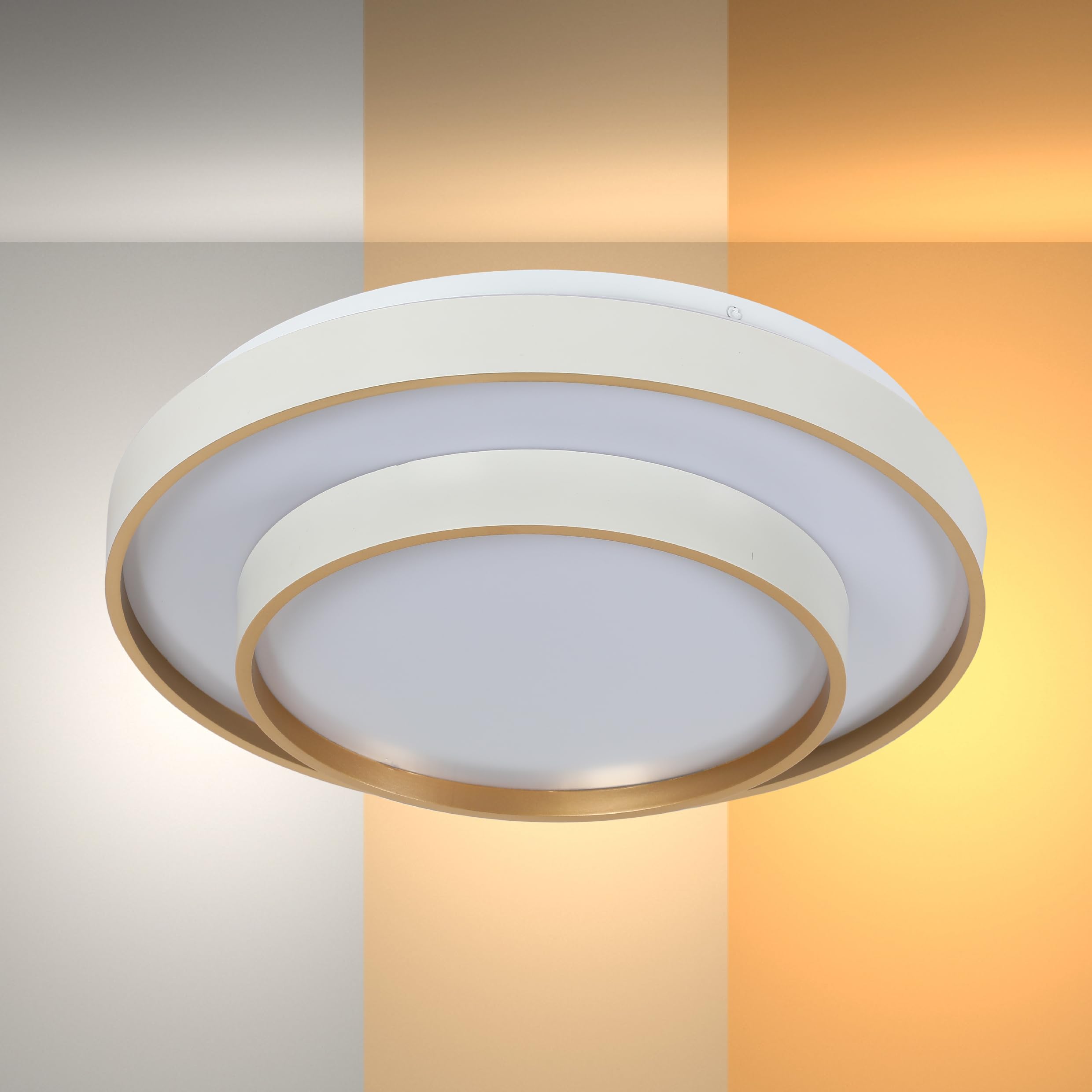Tekled White Myhome Modern Two-Layer Led Flush Mount Ceiling Light | 24W Dimmable Ceiling Light With Remote Control | 3000-6000K Tuneable | For Living Rooms Offices Hallways | (Built-In Led)