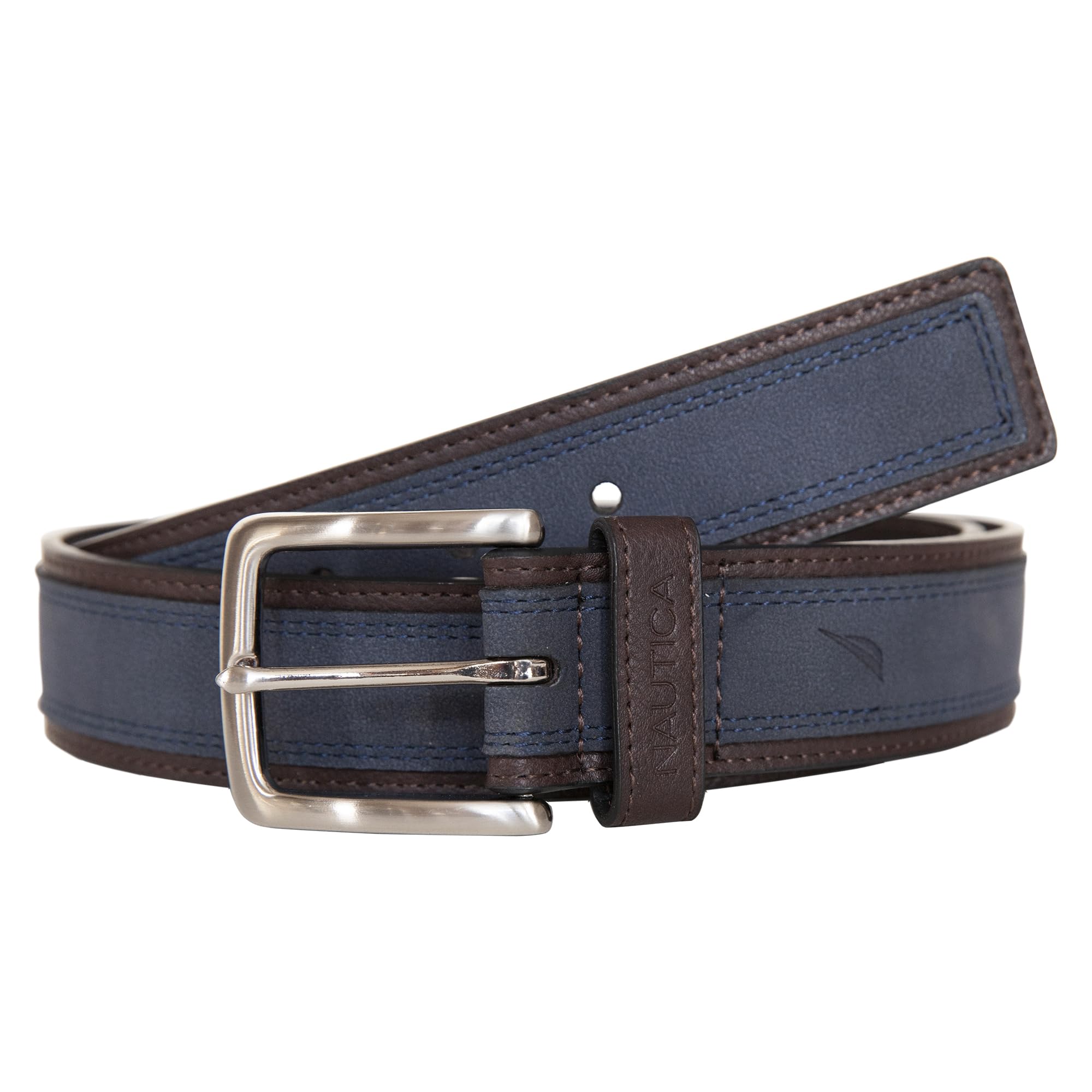 Nautica Casual Leather Belt | Everyday | Classic | Pants | Jeans | Khakis | Chinos | Metal Buckle Cinturón para Hombre