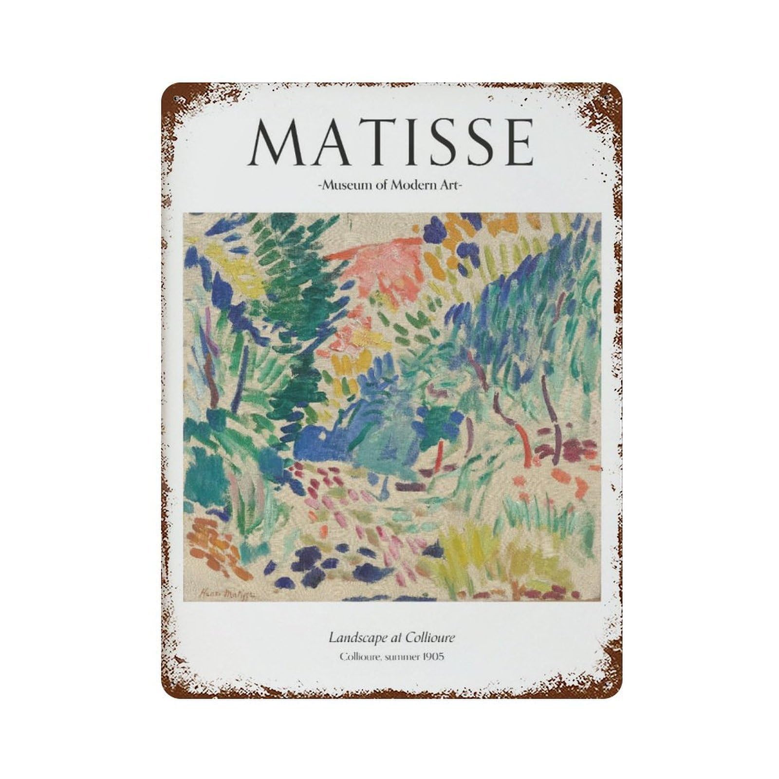 xiaoxiaoshen Matisse Landscape at Collioure Modern Wall Decor Art Metal Tin Poster Modern Home Decor Art Home Bar Shop Decorations Vintage Sign 40x30cm