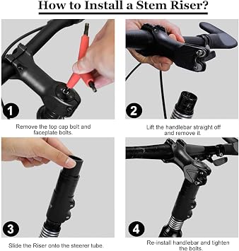 Bike Stem Riser,Bicycle Handlebar Stem Extender with Hex Key(28.6mm Black)